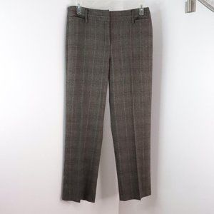 Dressbarn Women's 12 Taupe Plaid Straight Leg Office Dress Trouser Pants